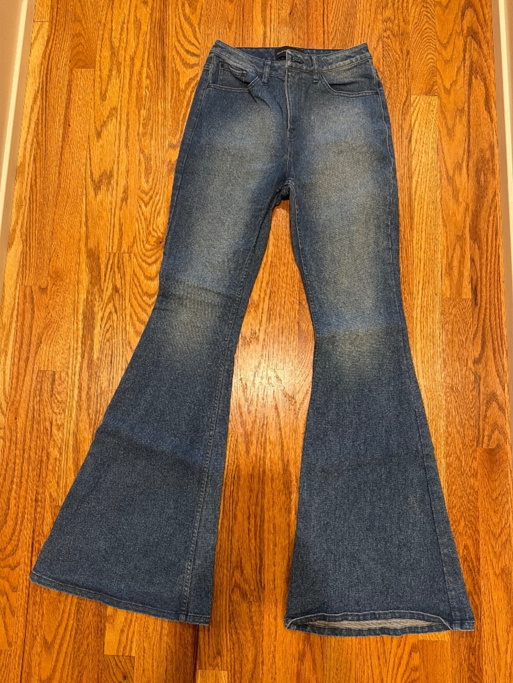 Brandon Maxwell Bellbottom Flared Denim Jeans Flawed Gem